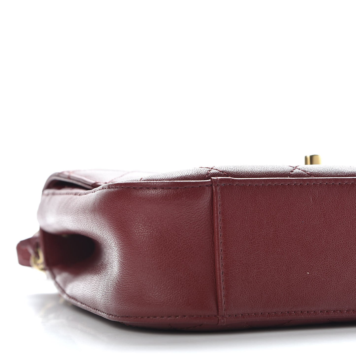 Lambskin Quilted Chain Infinity Top Handle Flap Burgundy