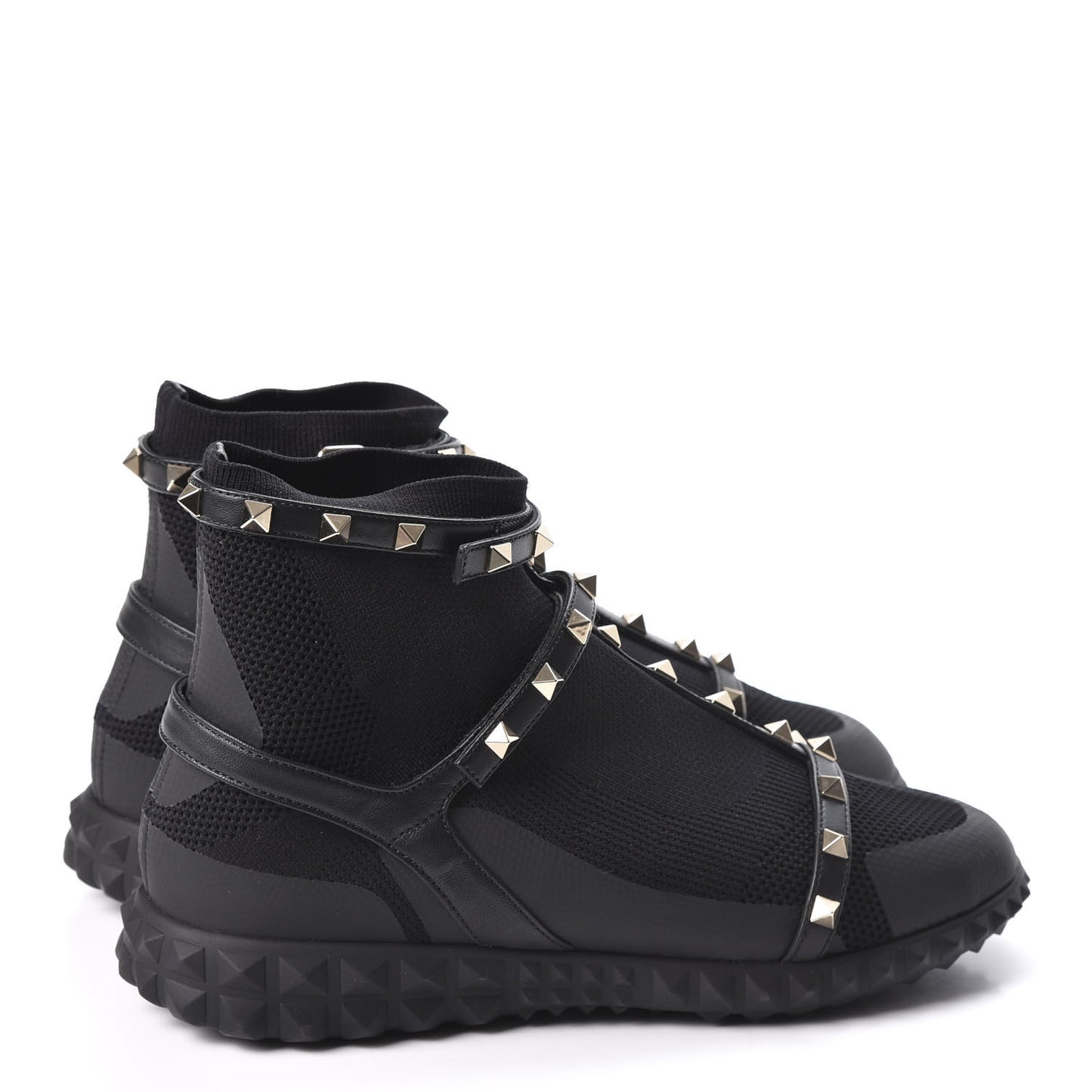 Body Tech Knit Rockstud Sock High Top Sneakers 39 Black