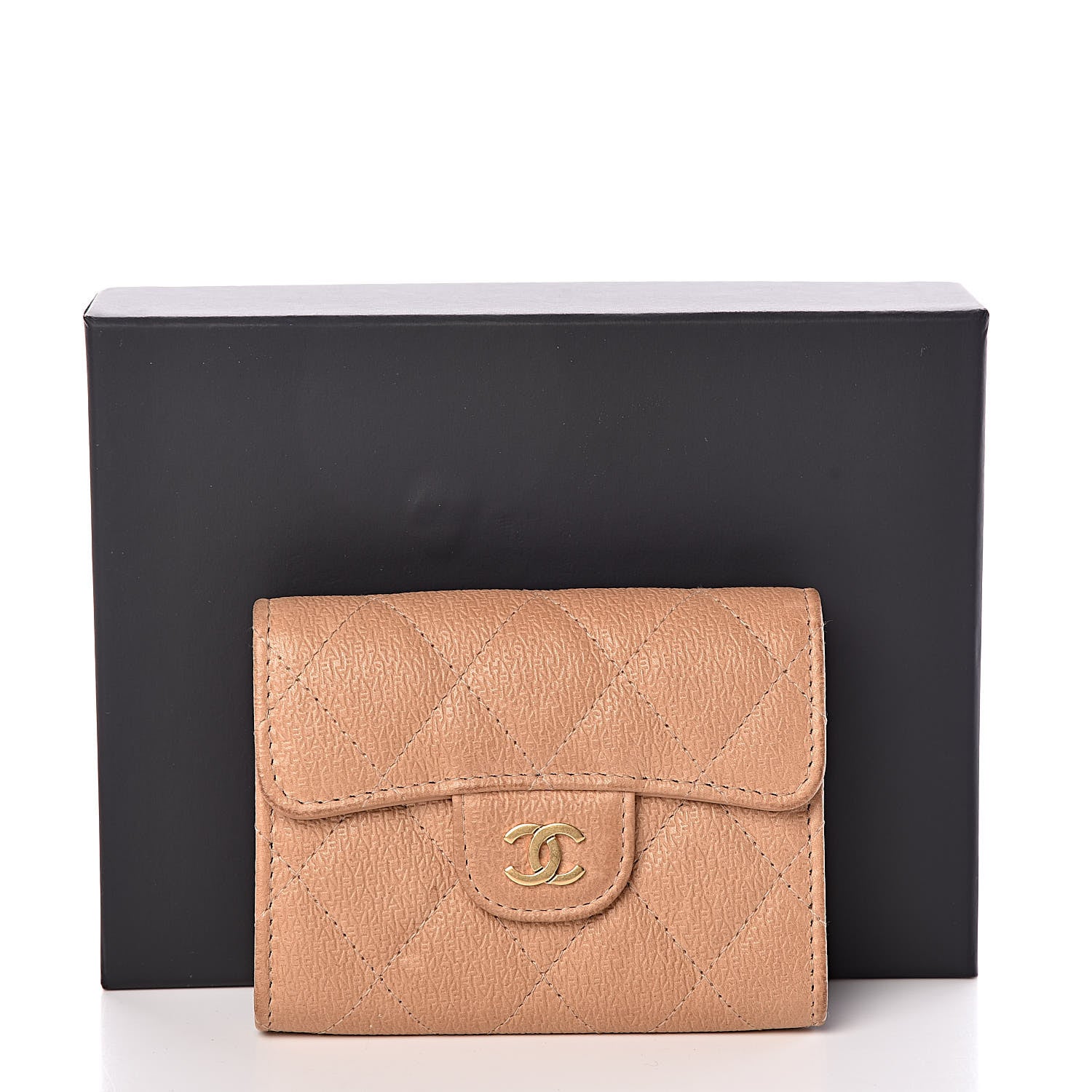 Chanel Letter Calfskin Embossed Quilted Card Holder Beige 16 of 16