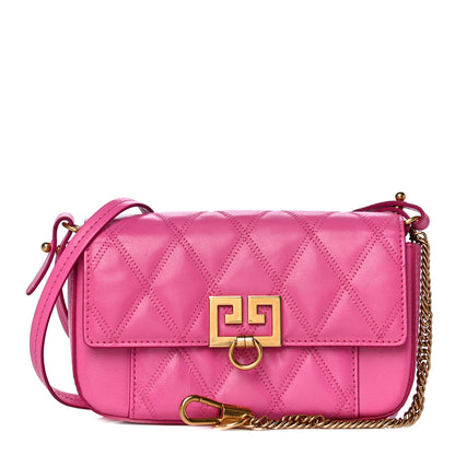 Givenchy Goatskin Quilted GV3 Mini Pocket Convertible Bag Pink 1 of 17
