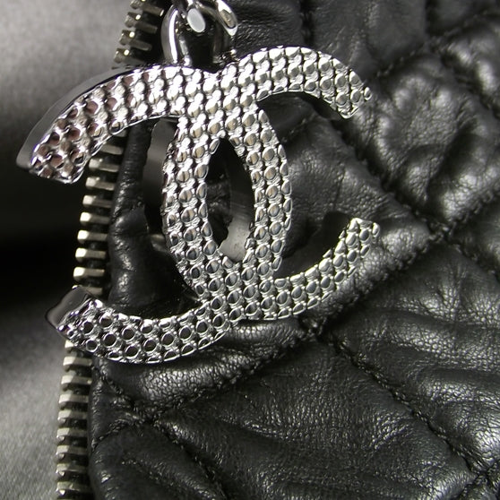 Lambskin Chain Mail Hobo Black