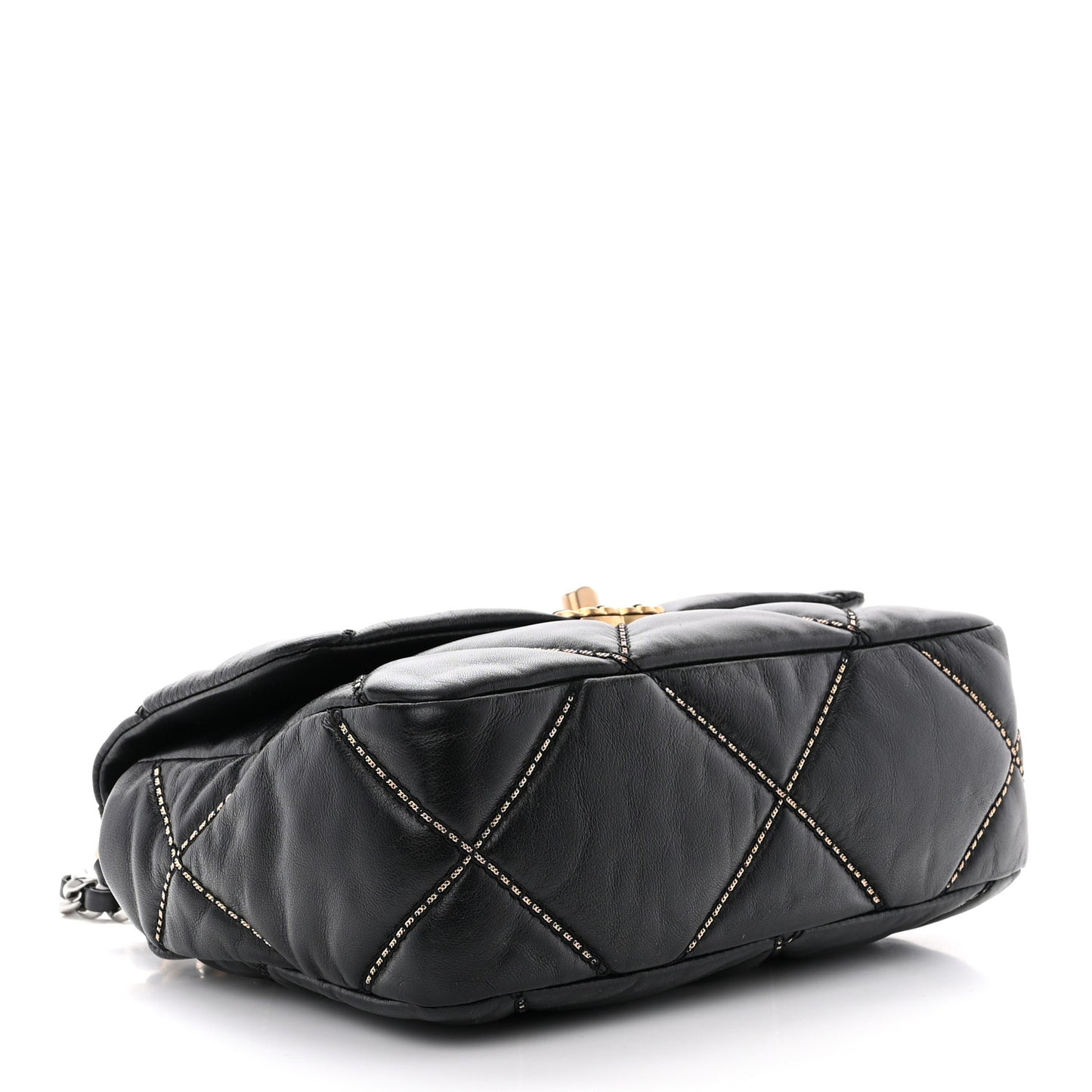 Lambskin Chain Quilted Medium Chanel 19 Flap Black