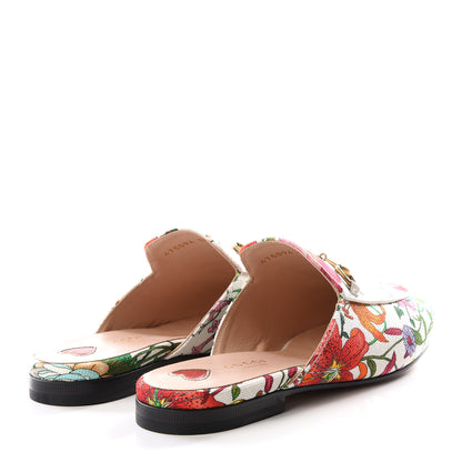 Gucci Canvas Flora Womens Princetown Slippers 38 White Multicolor 4 of 9