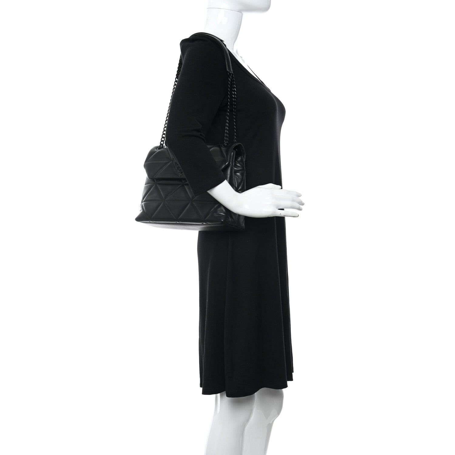 Prada Nappa Triangle Stitched Large Spectrum Bag Black 2 of 14