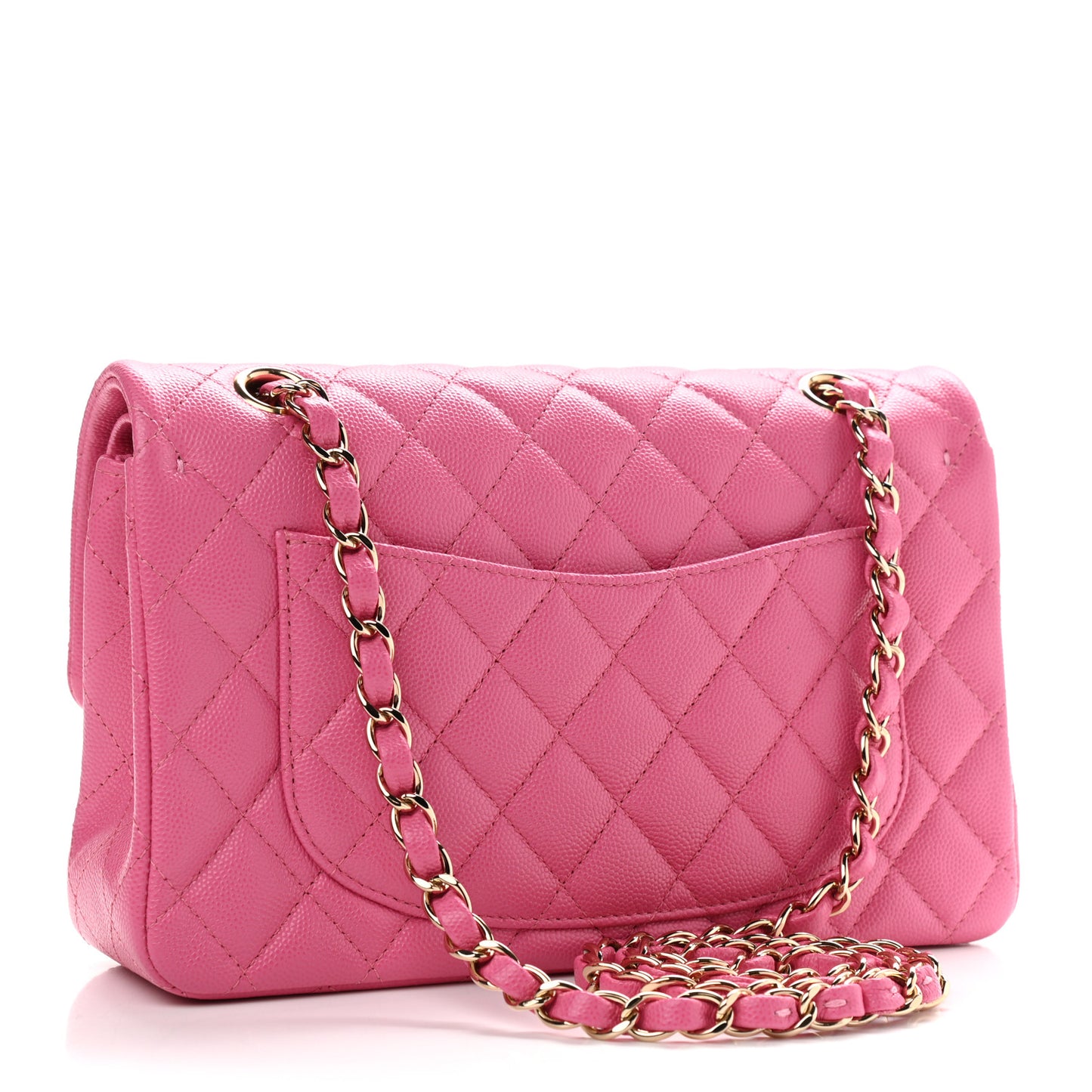 Caviar Quilted Small Double Flap Pink