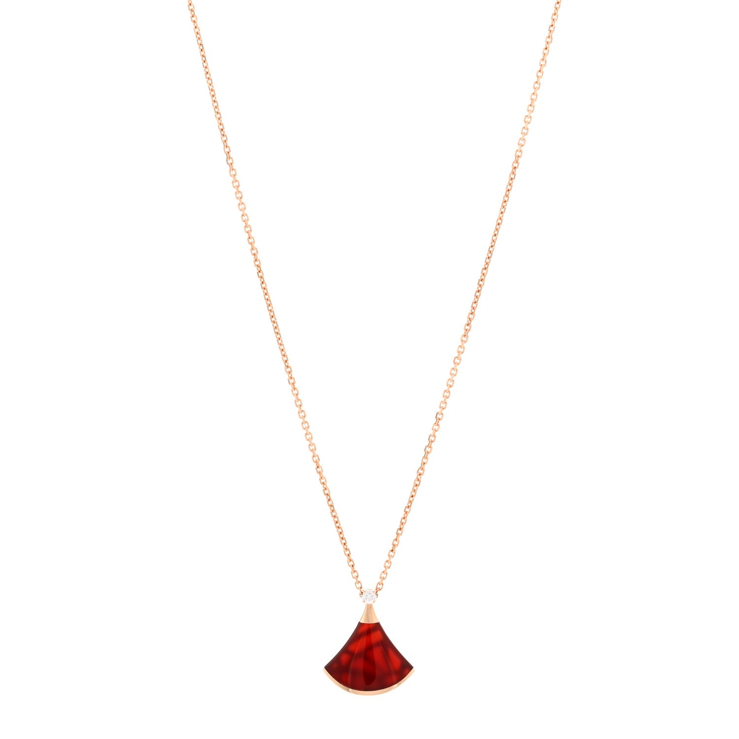 Bulgari 18K Rose Gold Diamond Carnelian Divas' Dream Pendant Necklace 1 of 5