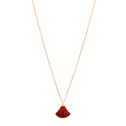 Bulgari 18K Rose Gold Diamond Carnelian Divas' Dream Pendant Necklace 1 of 5