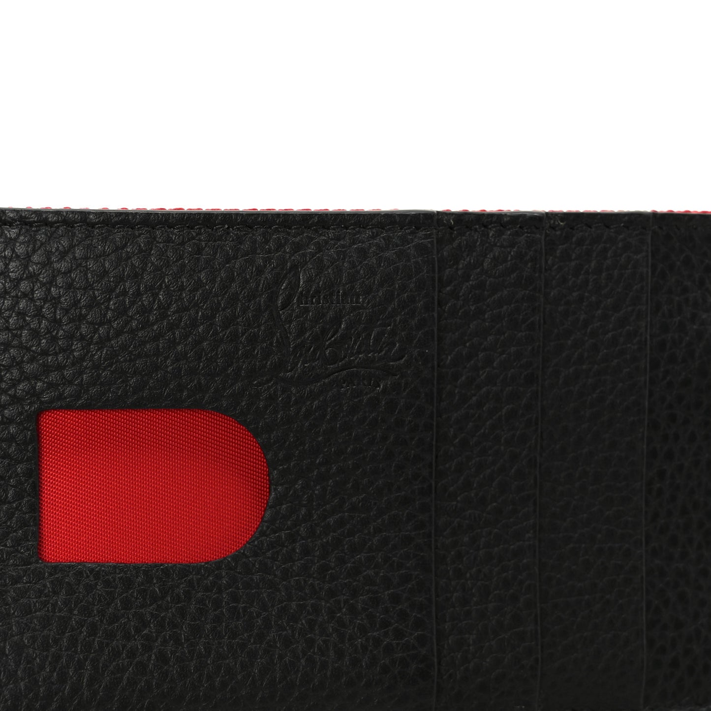 Calfskin Panettone Spiked Zip Card Holder  Black