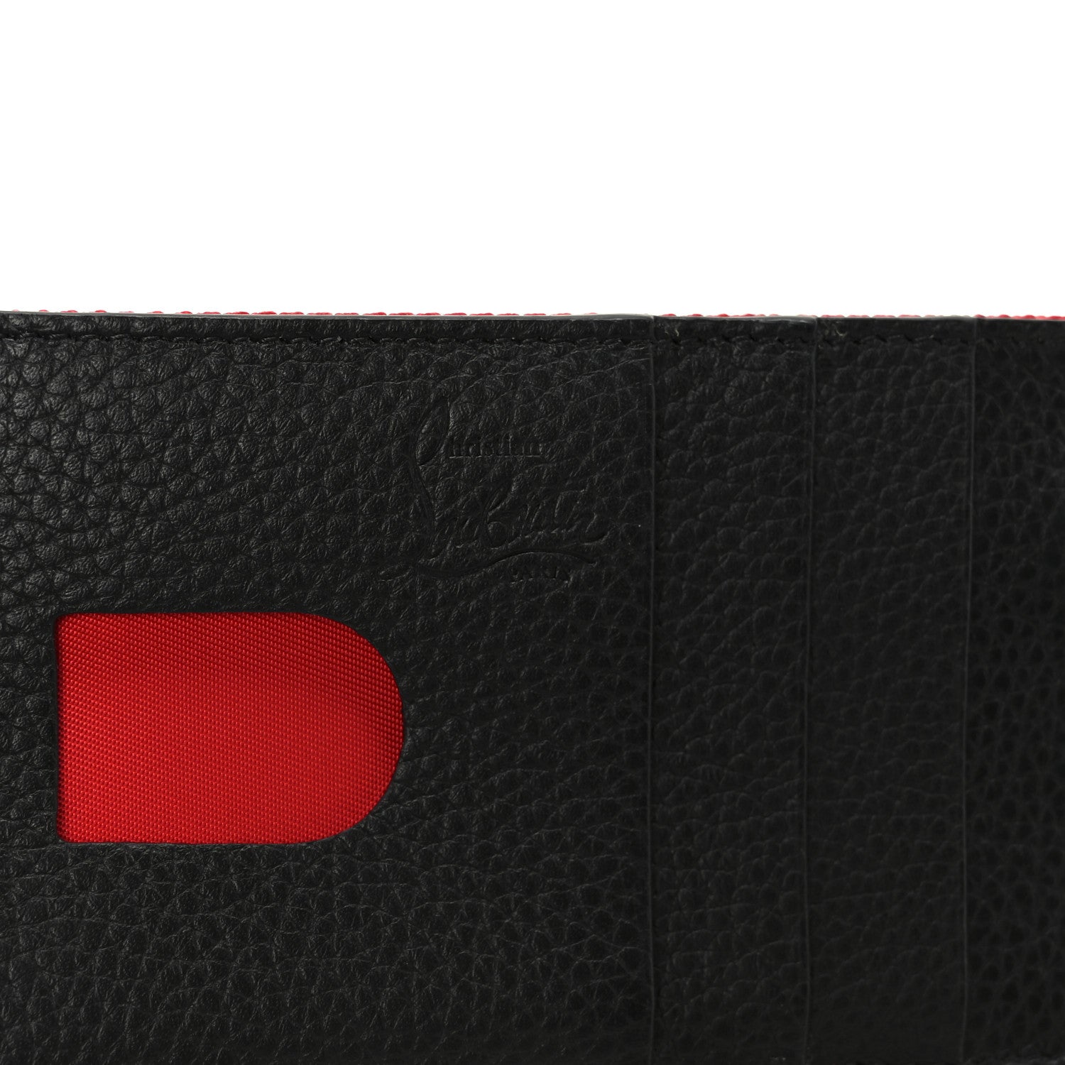 Christian Louboutin Calfskin Panettone Spiked Zip Card Holder  Black 7 of 9