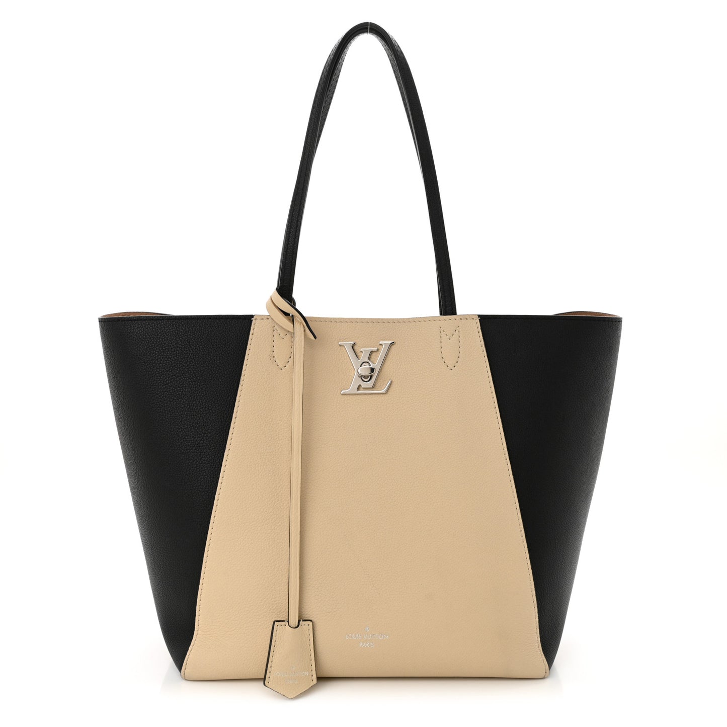 Calfskin Lockme Go Tote Black Vanilla