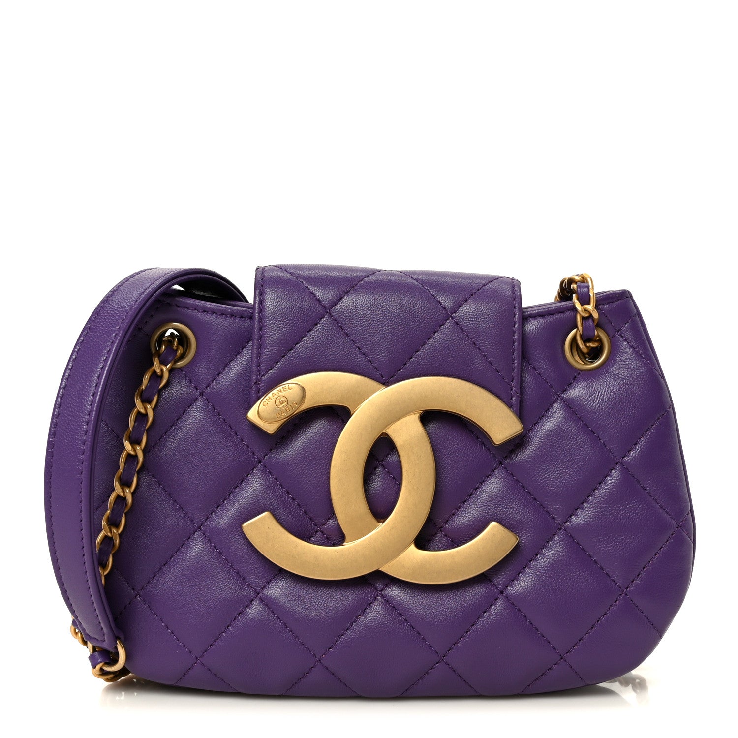 Chanel Lambskin Quilted Small Messenger Bag Purple 1 of 10
