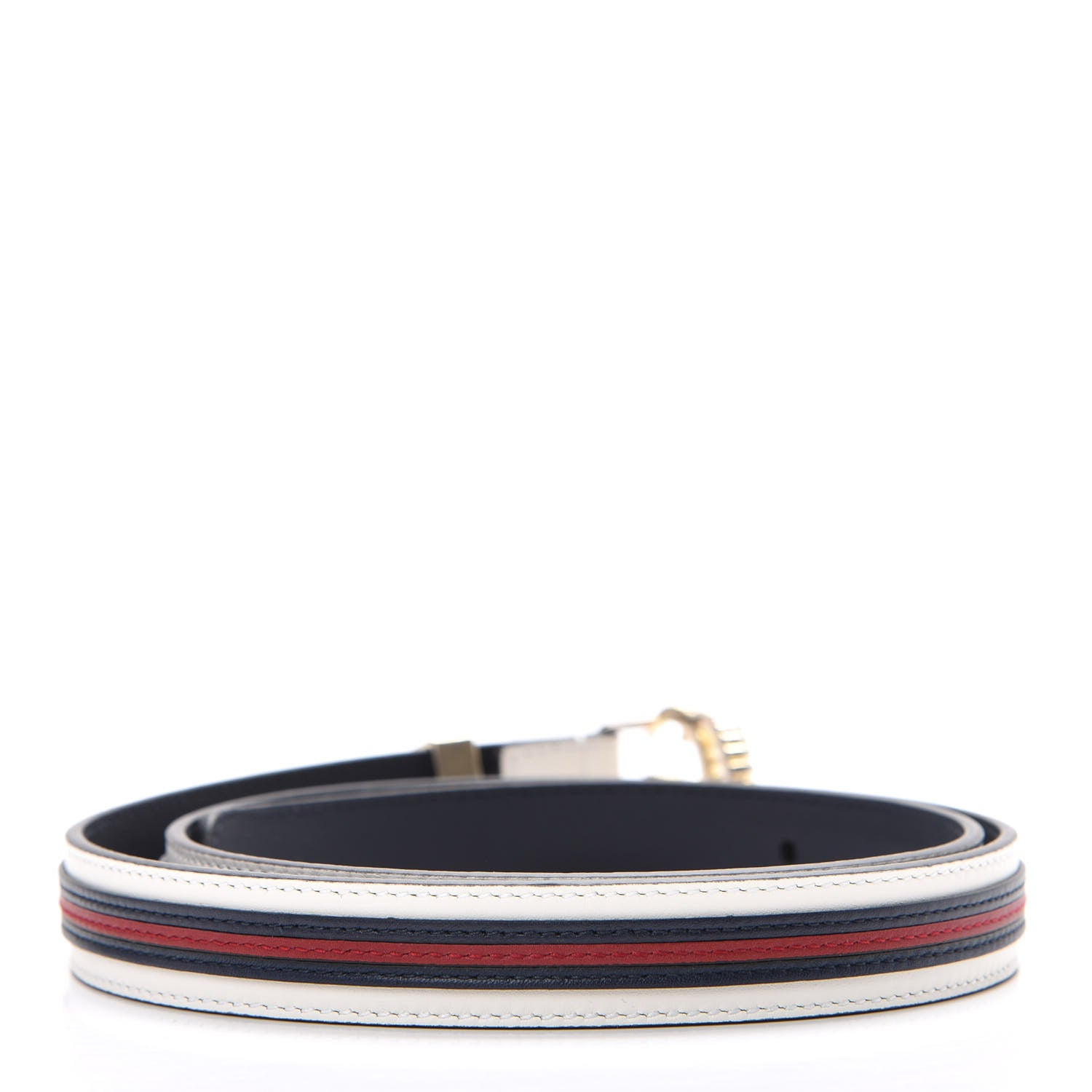 Gucci Calfskin Torchon Double G 20mm Belt 80 32 Off White Blue Red 2 of 5