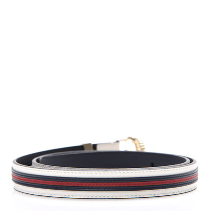 Gucci Calfskin Torchon Double G 20mm Belt 80 32 Off White Blue Red 2 of 5