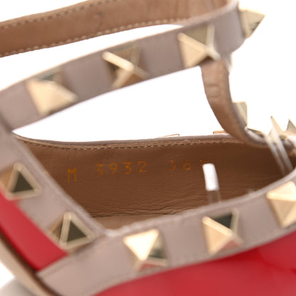 Valentino Garavani Patent Nappa Rockstud Ankle Strap 100mm Pumps 36.5 Rosso Valentino Poudre 8 of 9