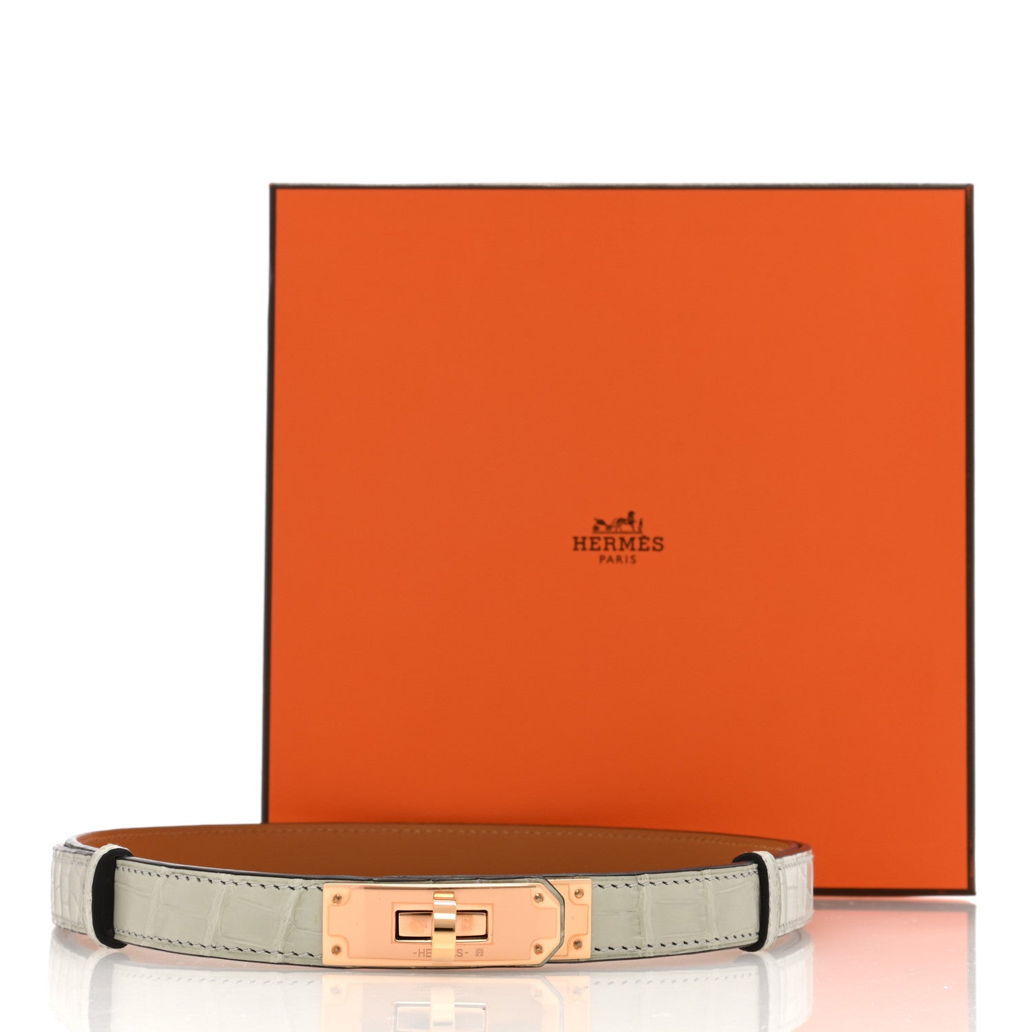 Hermes Matte Alligator Kelly Belt Gris Neve 4 of 4
