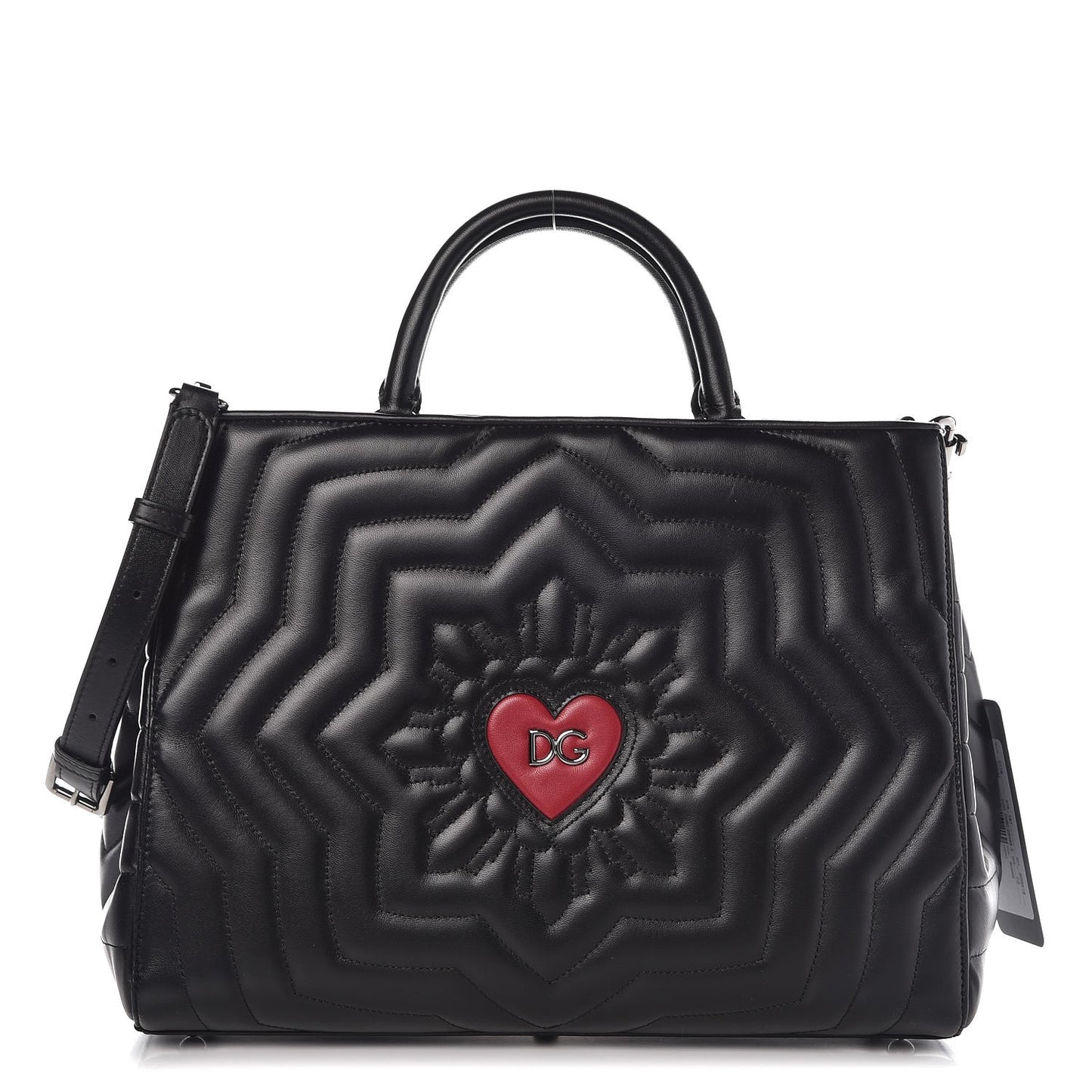 Calfskin Matelasse Glam Love Tote Black