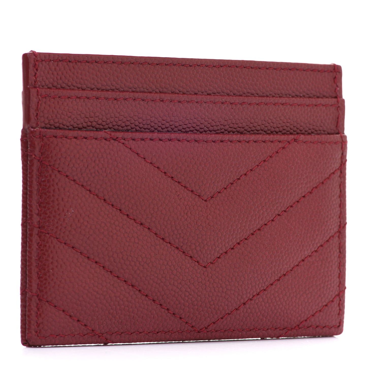 Grain De Poudre Matelasse Chevron Monogram Credit Card Case New Red