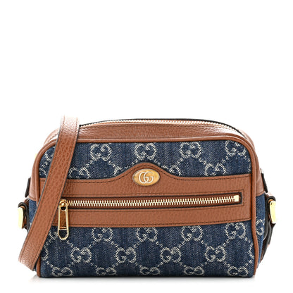 Gucci New Denim GG Monogram Dollar Calfskin Mini Ophidia Shoulder Bag Blue Tea Cuir Epilog 1 of 11