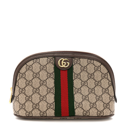 Gucci GG Supreme Monogram Textured Calfskin Web Large Ophidia Cosmetic Case Beige Ebony New Acero 1 of 7