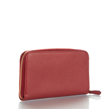 Prada Saffiano Triangle Zip Around Wallet Fuoco 3 of 9
