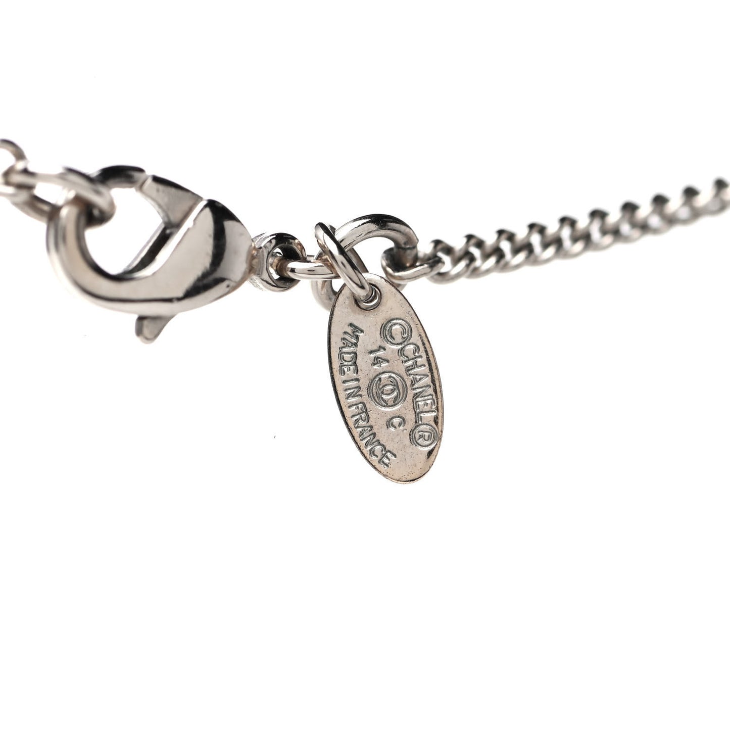 Enamel Pearl CC Baroque Drop Necklace Black Gold