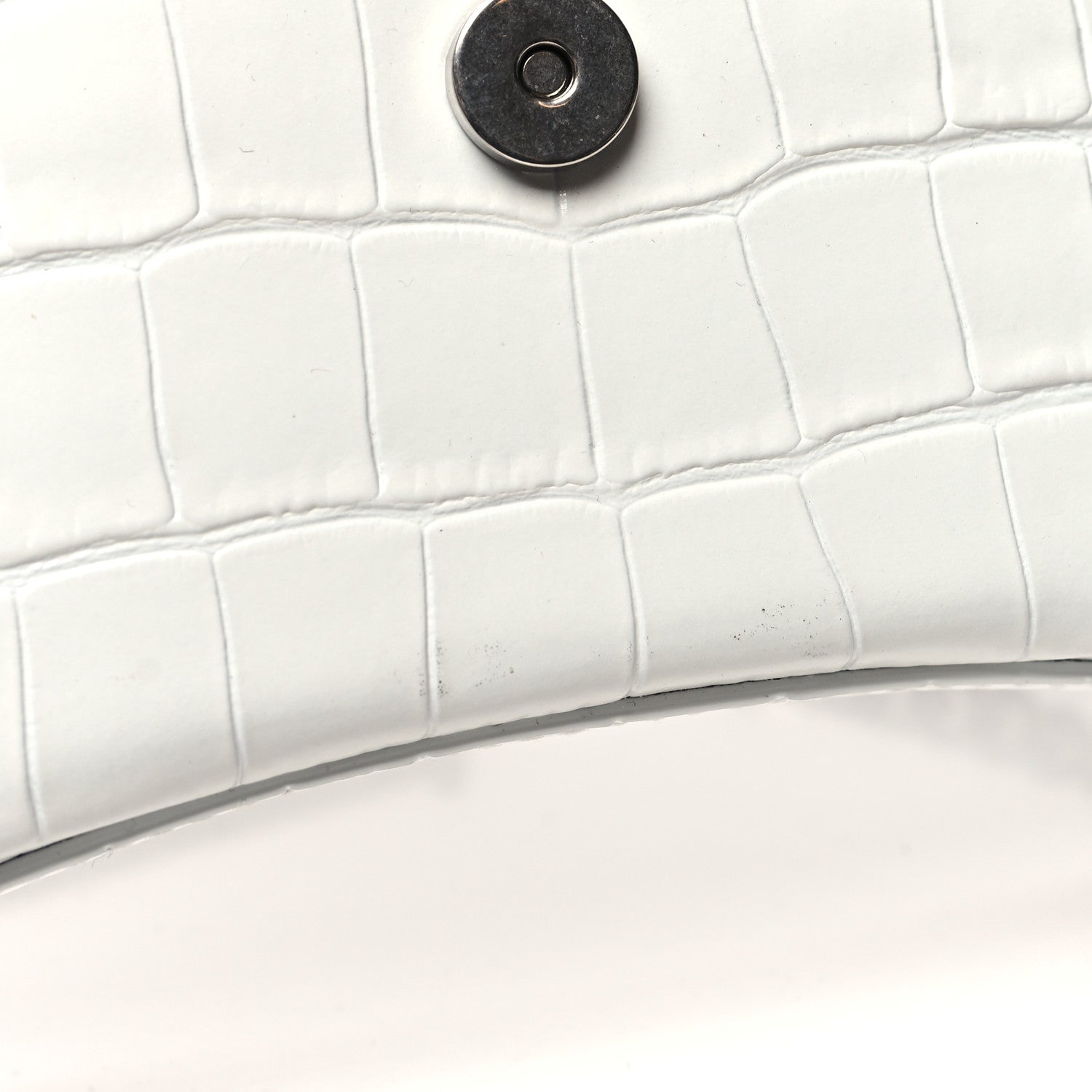 Balenciaga Shiny Calfskin Crocodile Embossed Small Hourglass Evening Chain Bag White 11 of 11