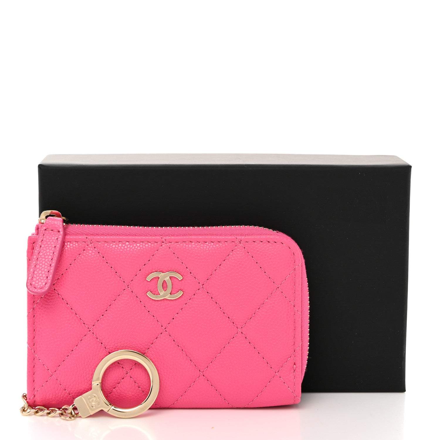 Chanel Caviar Quilted Zipped Key Holder Case Pink 8 of 8