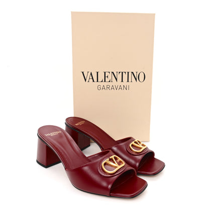 Valentino Garavani Calfskin VLogo 45mm Slide Sandals 38 Brick 9 of 9
