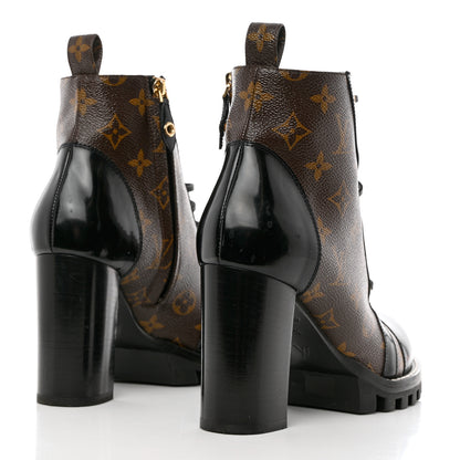 Louis Vuitton Patent Calfskin Monogram Star Trail Ankle Boots 39.5 Black 4 of 9