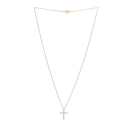 Tiffany 18K Yellow Gold Diamond Small Cross Pendant Necklace 3 of 6