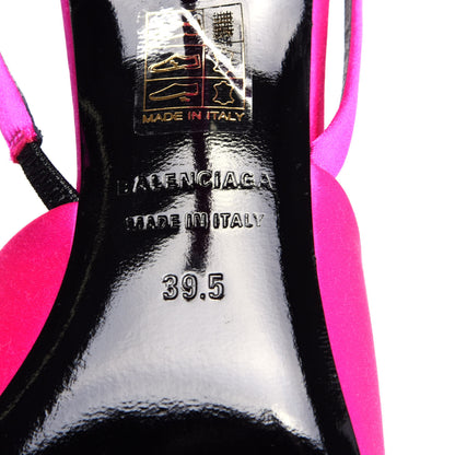 Balenciaga Satin Pointed Toe Knife Slingback Mules 39.5 Rose Fuchsia 9 of 11