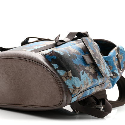 Gucci GG Supreme Monogram Camouflage Large Backpack Beige Ebony New Acero Blue 10 of 10
