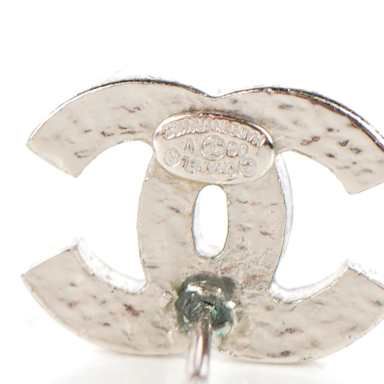 Chanel Crystal Timeless CC Earrings Silver 3 of 4