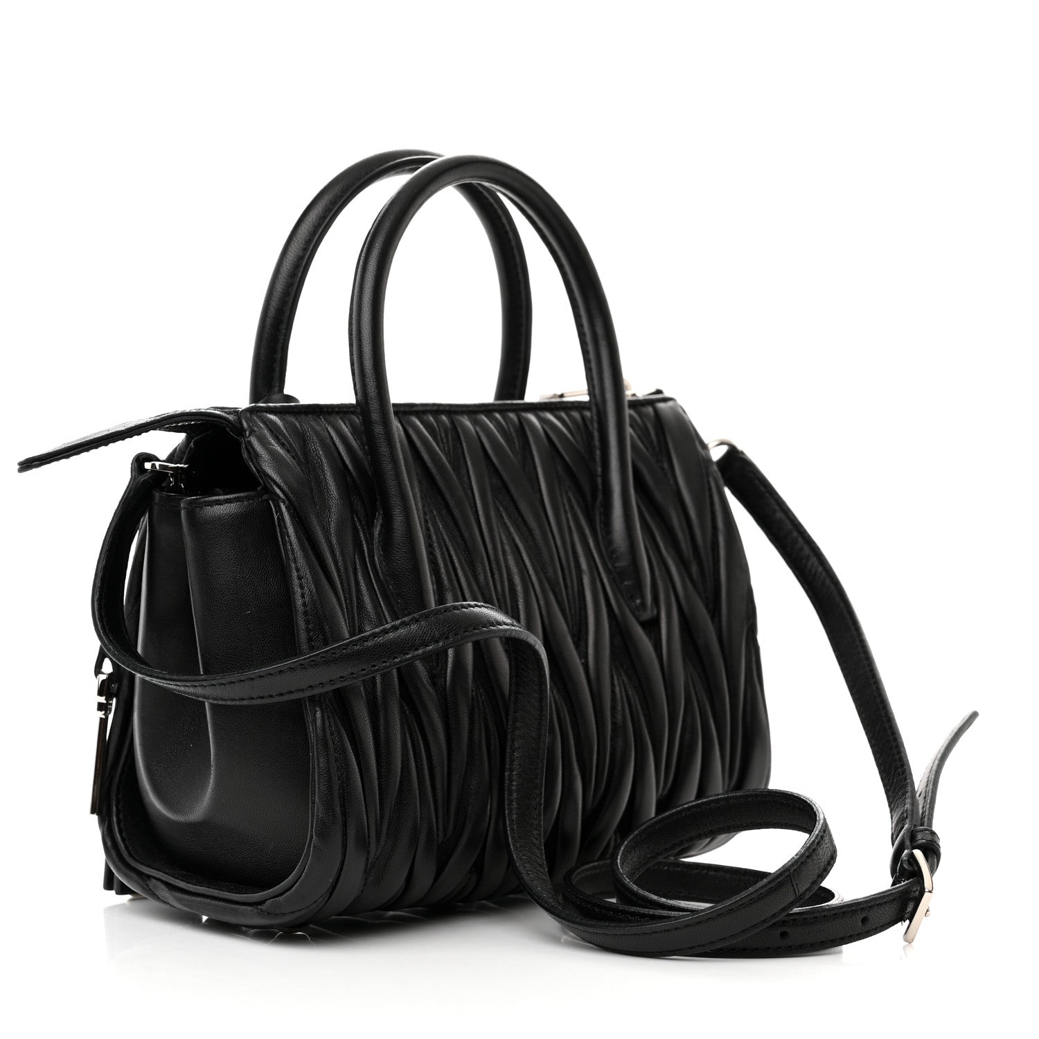 Miu Miu Nappa Matelasse Top Handle Bag Black 3 of 10