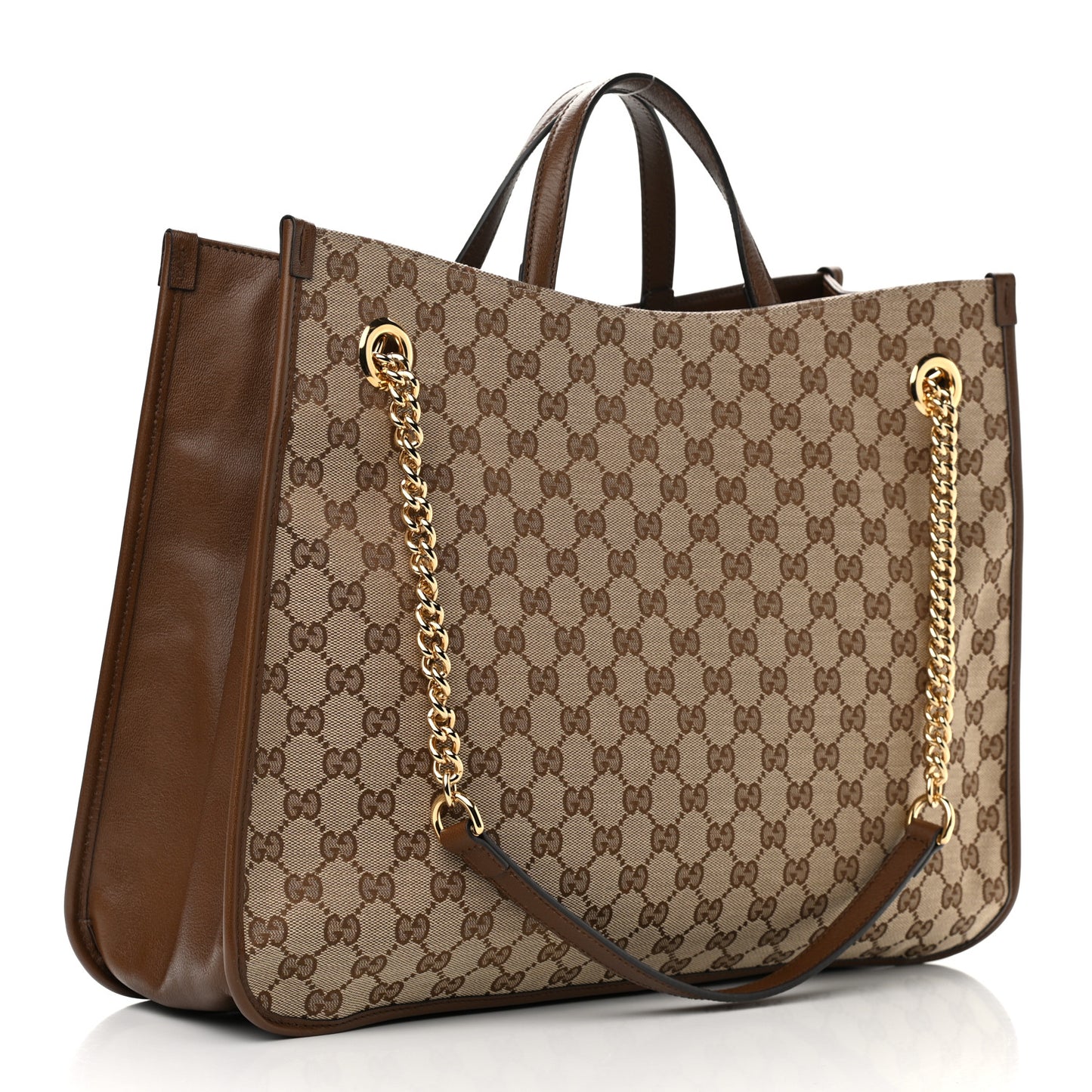 Monogram Calfskin Large Horsebit 1955 Tote Bag Beige Brown Sugar