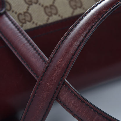 Gucci Monogram Studded Bamboo Bullet Satchel Burgundy 8 of 16