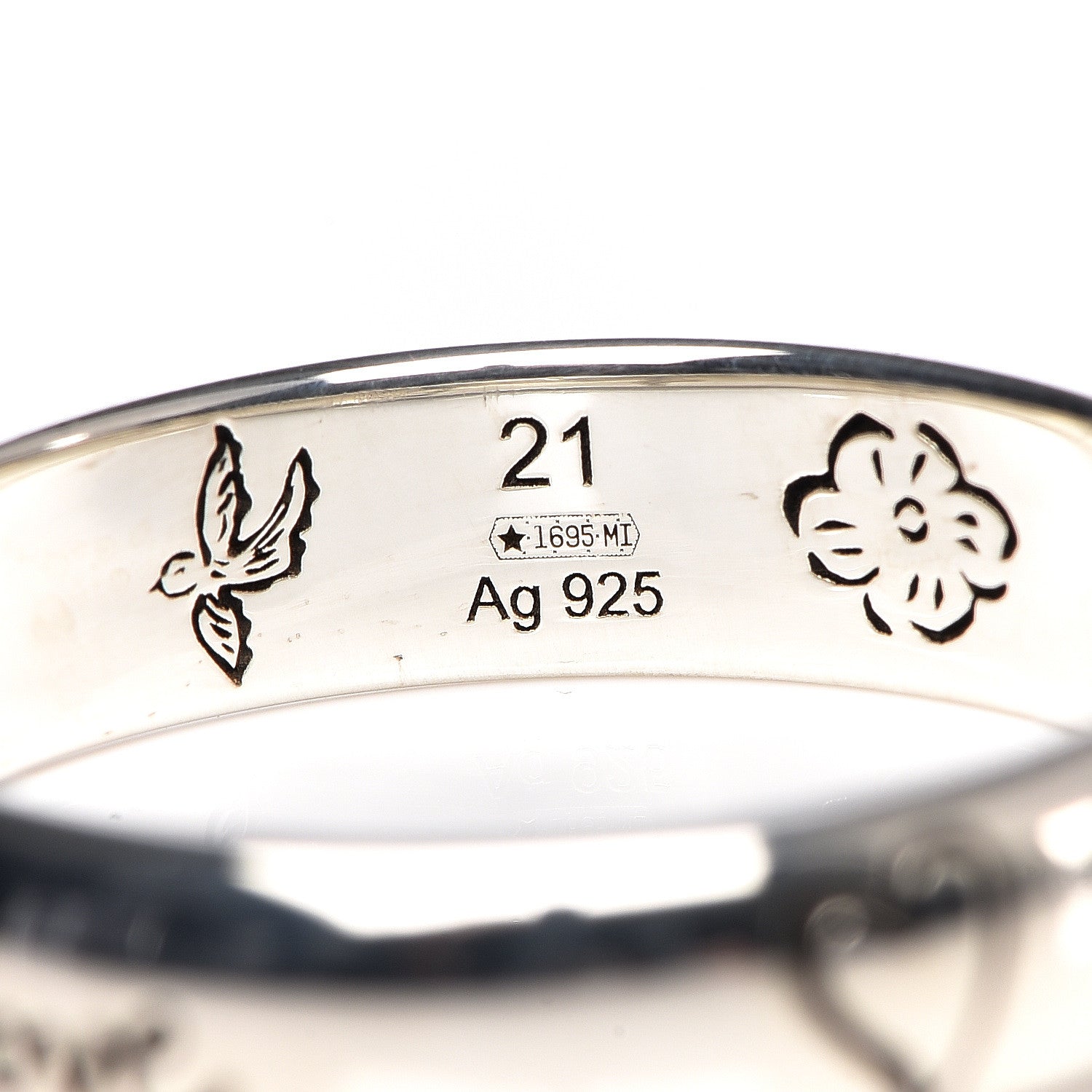 Gucci Sterling Silver Blind for Love Band Ring 61 9.5 5 of 6