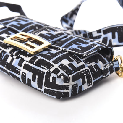 Fendi X JOSHUA VIDES Nylon FF Cloudy Mini Belt Baguette Bag White Celeste Black 10 of 11