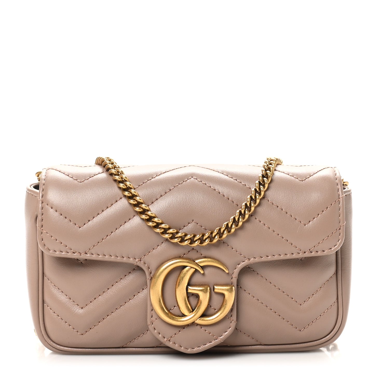 Calfskin Matelasse Super Mini GG Marmont Shoulder Bag Porcelain Rose