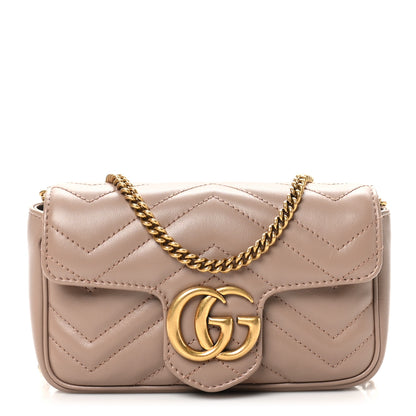 Gucci Calfskin Matelasse Super Mini GG Marmont Shoulder Bag Porcelain Rose 1 of 10