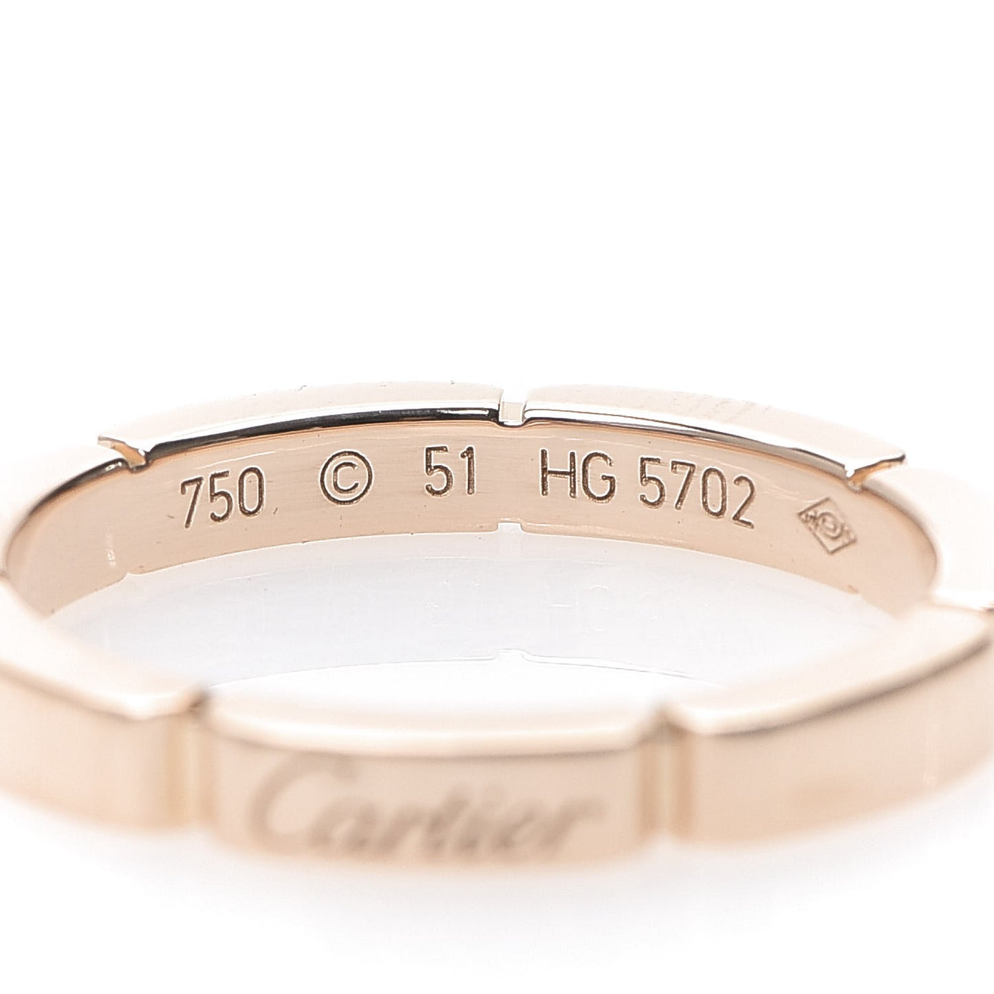 18K Pink Gold 2.5mm Maillon Panthere Wedding Band Ring 51 5.75