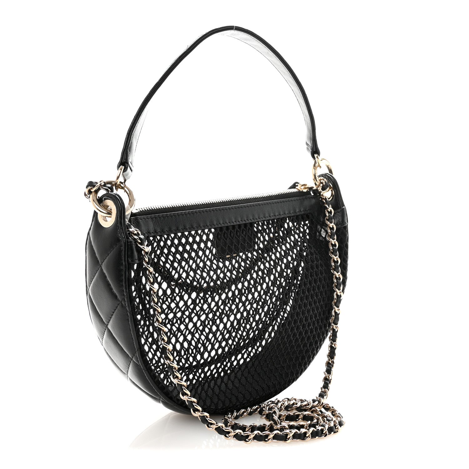 Chanel Mesh Shiny Lambskin Chain Hobo Black 4 of 11