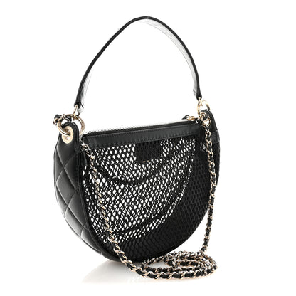 Chanel Mesh Shiny Lambskin Chain Hobo Black 4 of 11