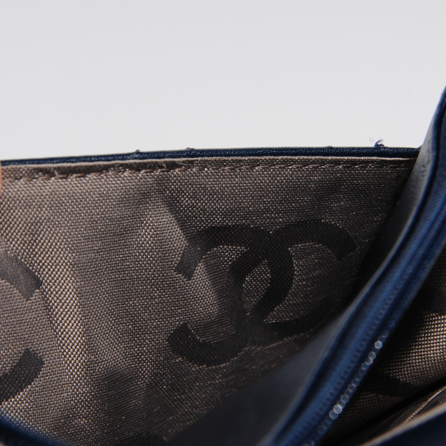 Calfskin Quilted Cambon Wallet On Chain WOC Navy