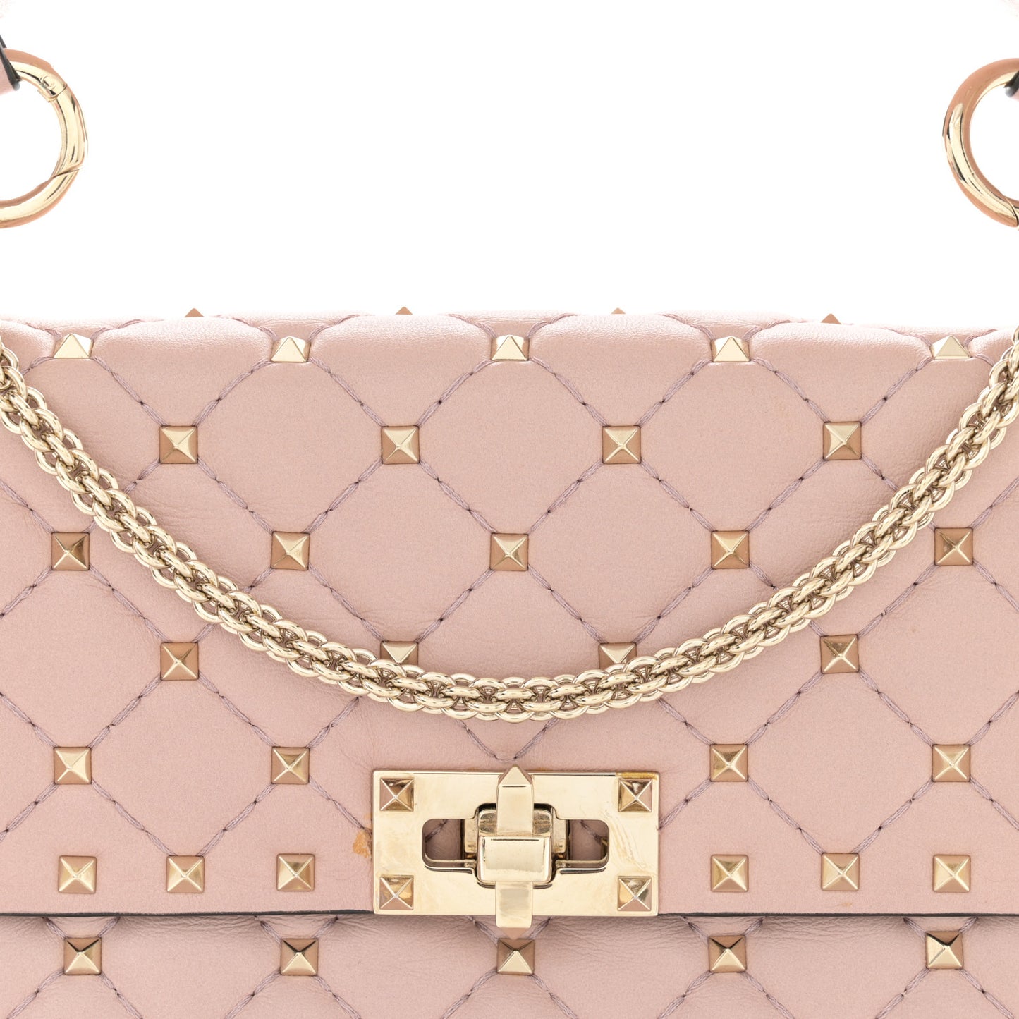 Lambskin Medium Rockstud Spike Shoulder Bag Poudre