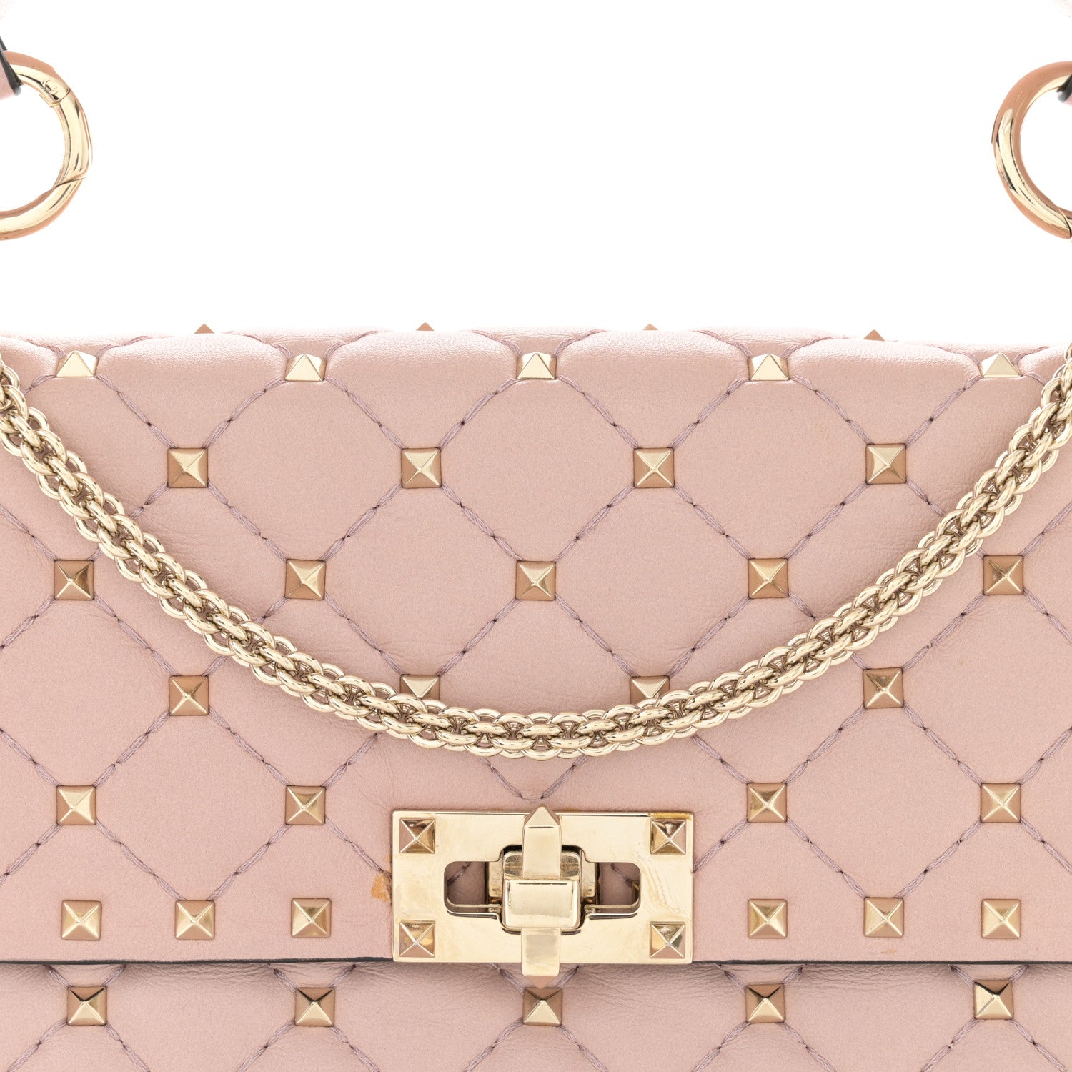 Valentino Garavani Lambskin Medium Rockstud Spike Shoulder Bag Poudre 7 of 15