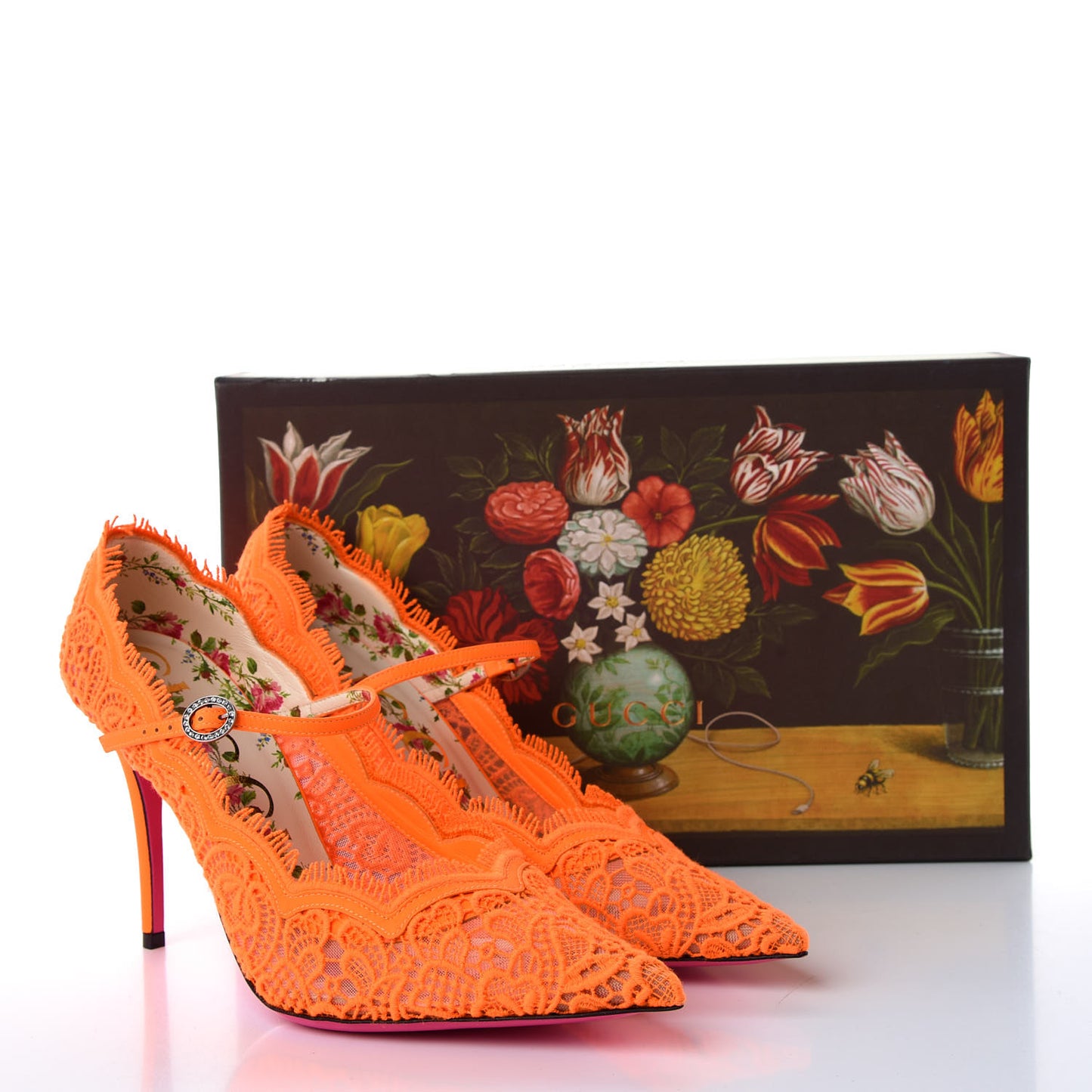 Lace Pizzo Venice Pumps 40 Orange Fluo