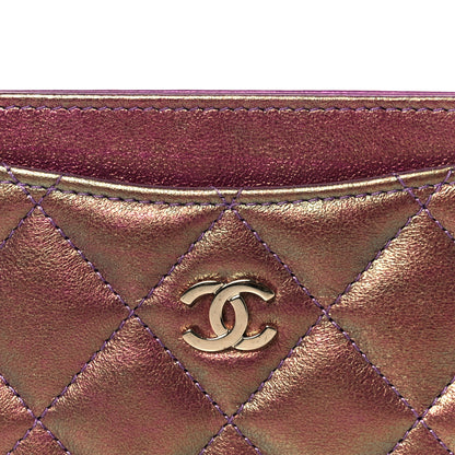 Chanel Iridescent Lambskin Quilted Card Holder Purple 8 of 9