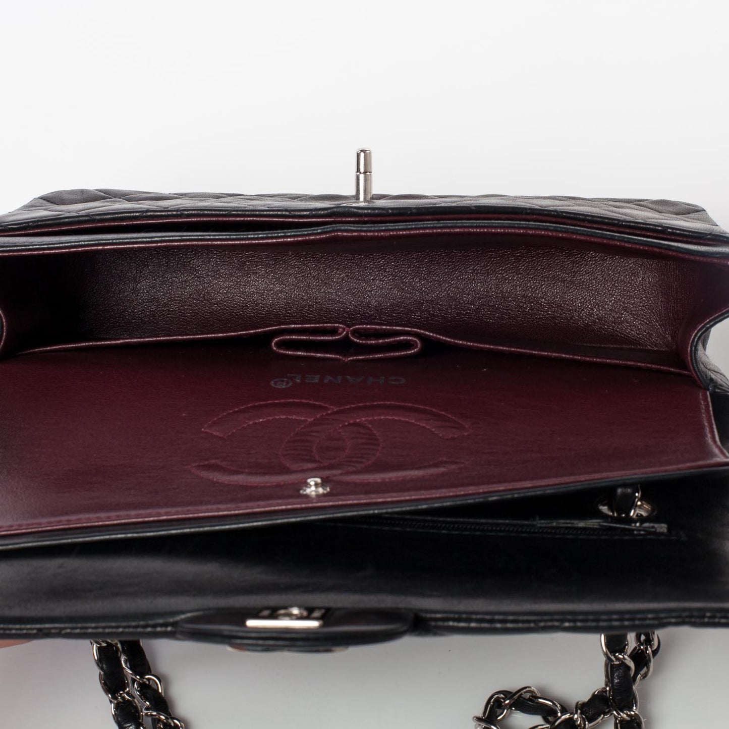 Lambskin Medium Double Flap Black