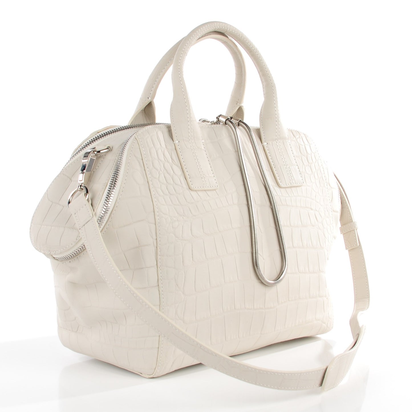 Crocodile Embossed Jamie Chastity Bag White